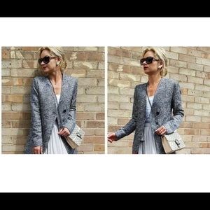 Zara tweed cross over jacket blazer size L NEW WITH TAG